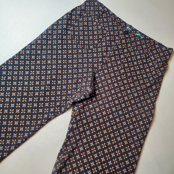 Maeve by Anthropologie Pants - Maeve Wide Leg Pants in black with Orange & Light Blue Floral Print